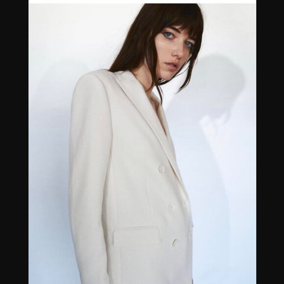 Zara DOUBLE-BREASTED BUTTONED BLAZER - Picture 8 of 8